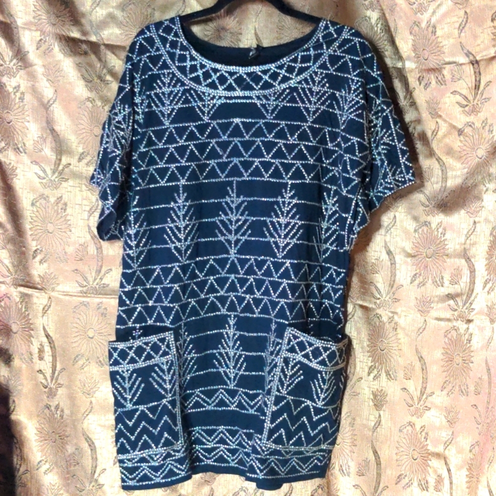 Metallic sequin tee dress